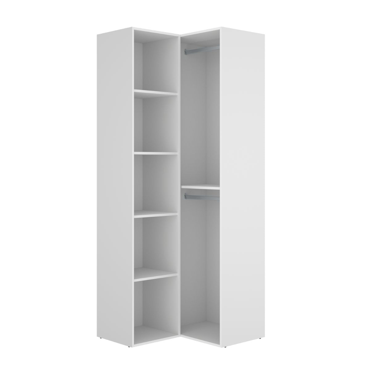 Armario vestidor Suit rinconero reversible  barras +  estantes