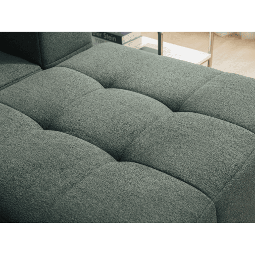 Sofá de canto modular de 4 lugares com chaise longue, tecido bouclé na cor verde floresta