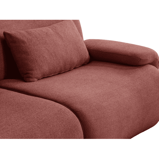 Sofá de canto modular de 4 lugares, tecido bouclé na cor vermelho terracota