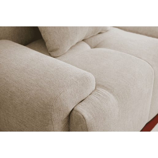 Sofá de canto modular de 5 lugares com chaise longue, tecido chenille na cor bege areia