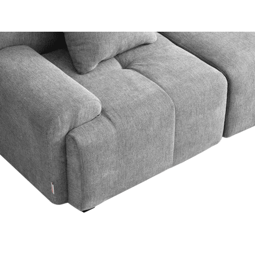 Sofá de canto modular de 4 lugares com chaise longue, tecido chenille na cor cinza mineral