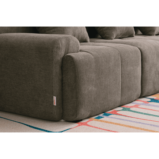 Sofá de canto modular de 4 lugares com chaise longue, tecido chenille na cor castanho acinzentado Sofá de canto modular de 4 lugares com chaise longue, tecido chenille na cor castanho acinzentado