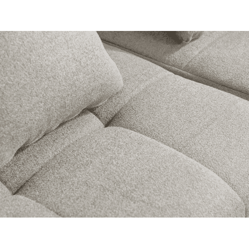 Sofá de canto modular de 5 lugares com chaise longue, tecido bouclé na cor bege pedra