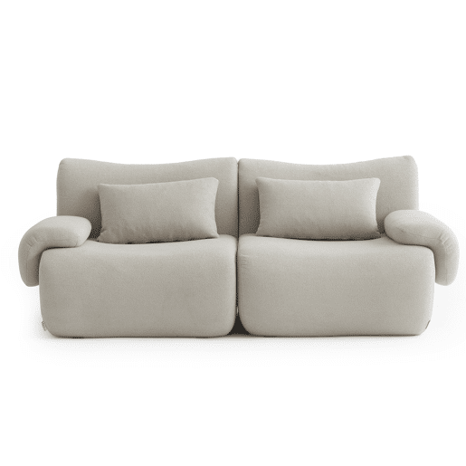 Sofá modular de 2 lugares, tecido bouclé na cor bege pedra