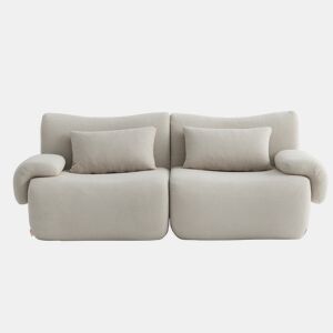 Sofá modular de 2 lugares, tecido bouclé na cor bege pedra