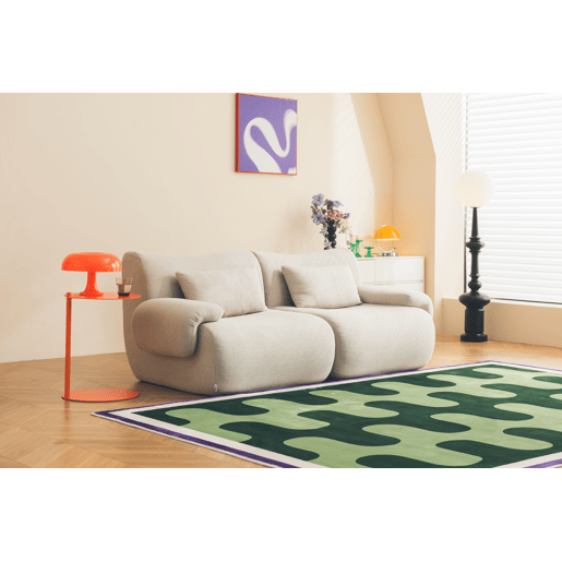 Sofá modular de 2 lugares, tecido bouclé na cor bege pedra