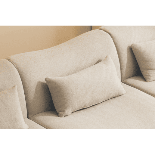 Sofá modular de 2 lugares, tecido bouclé na cor bege pedra