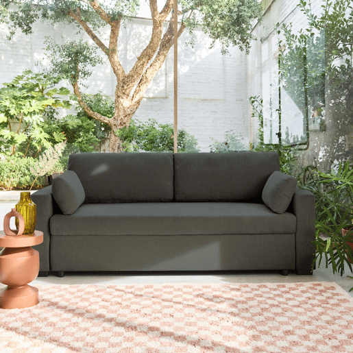 Sofá-cama conversível de 3 lugares, Easy, Cinza escuro, 211x90x86 cm