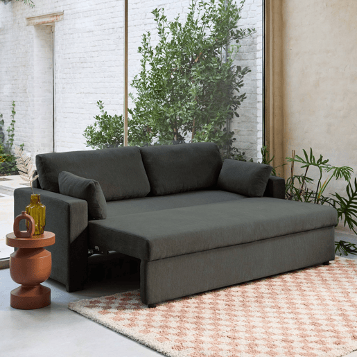 Sofá-cama conversível de 3 lugares, Easy, Cinza escuro, 211x90x86 cm
