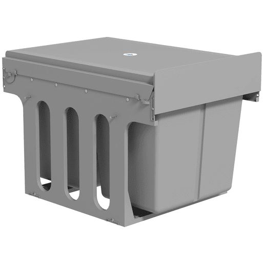 HOMCOM Balde de Lixo Embutido com 3 Recipientes Removíveis Capacidade Total 31L (15L+8Lx2) Fixação Inferior para Reciclagem e Resíduos 48x34,3x35,1 cm Cinzento Claro