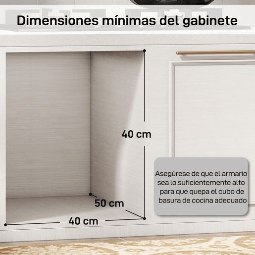 HOMCOM Balde de Lixo Embutido com 3 Recipientes Removíveis Capacidade Total 31L (15L+8Lx2) Fixação Inferior para Reciclagem e Resíduos 48x34,3x35,1 cm Cinzento Claro