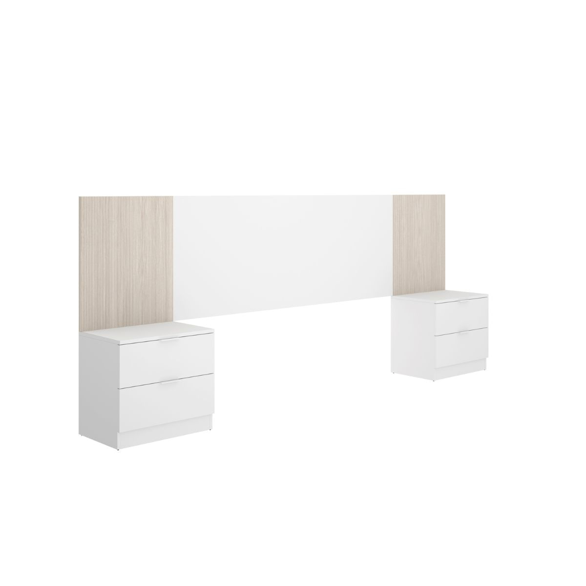 Conjunto de dormitorio loma cabecero + 2 mesitas de noche blanco/natural 96x259x34,2 cm