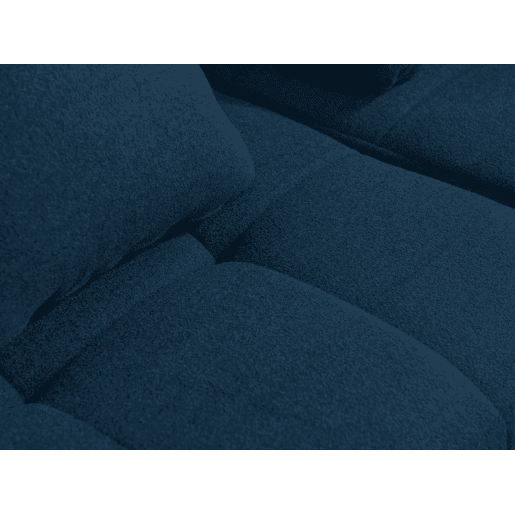 Sofá de canto modular de 5 lugares com chaise longue, tecido bouclé na cor azul profundo