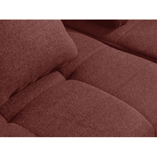 Sofá de canto modular de 4 lugares com chaise longue, tecido bouclé na cor vermelho terracota
