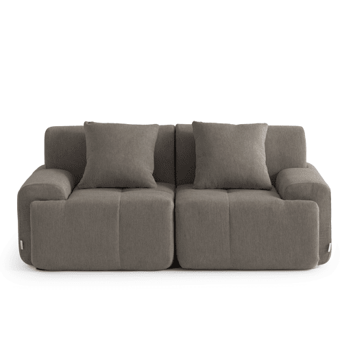Sofá modular de 2 lugares, tecido chenille na cor castanho acinzentado