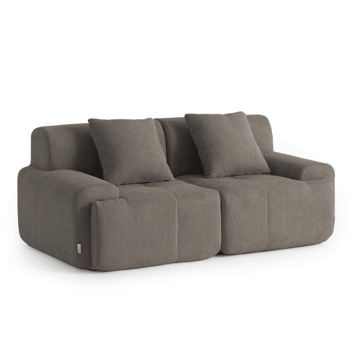 Sofá modular de 2 lugares, tecido chenille na cor castanho acinzentado