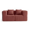 Sofá modular de 2 lugares, tecido bouclé na cor vermelho terracota