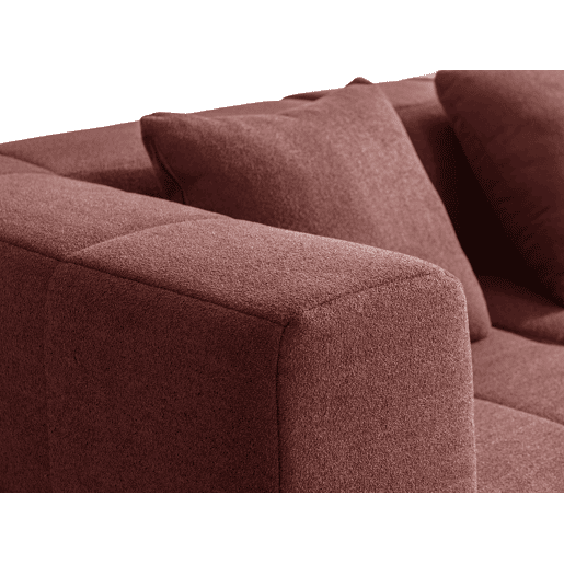 Sofá modular de 2 lugares, tecido bouclé na cor vermelho terracota