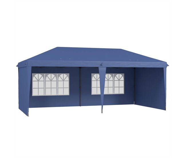 Outsunny carpa plegable 6x3 m, pop-up, con 4 laterales desmontables, cenador de jardín con 2 ventanas visibles, bolsa de transporte, impermeable, anti