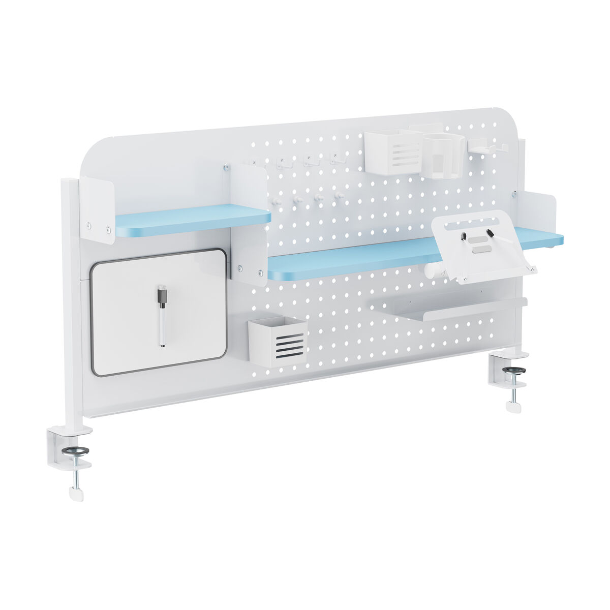 Organizador de escritorio de tablero perforado sauda 114x68 cm acero - blanco/azul [en.casa]