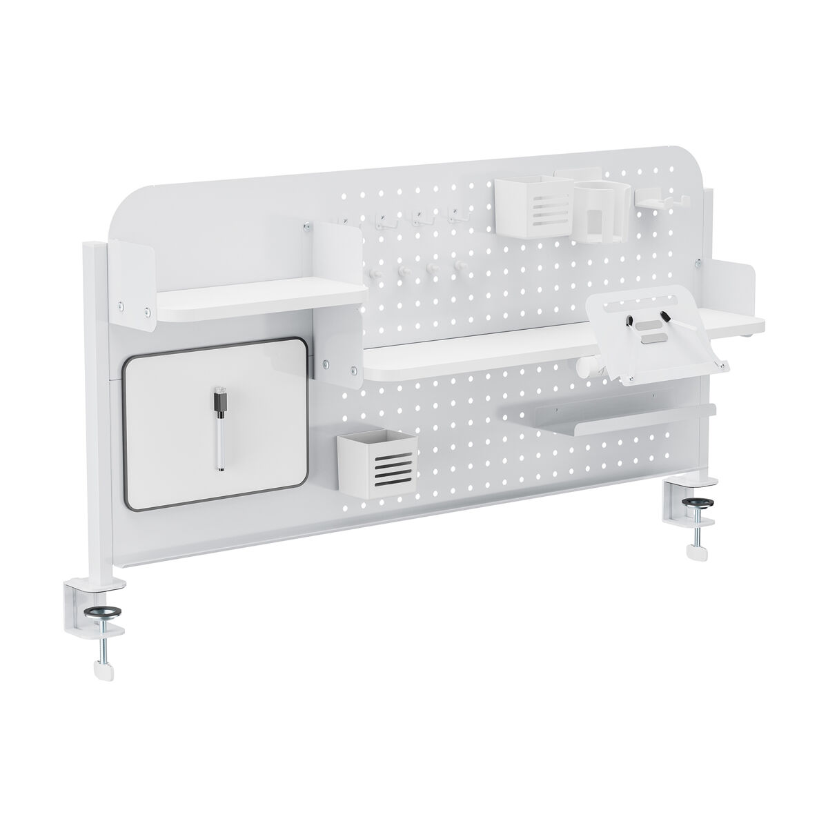 Organizador de escritorio de tablero perforado sauda 114x68 cm acero - blanco [en.casa]