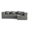 Sofá de canto modular de 4 lugares com chaise longue, tecido bouclé na cor cinza nuvem