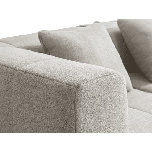 Sofá de canto modular de 4 lugares com chaise longue, tecido bouclé na cor bege pedra