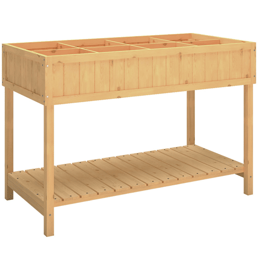 Outsunny Floreira de Madeira Mesa de Cultivo com Prateleira Inferior Floreira Elevada para Cultivo Plantas, Flores e Hortaliças 110x46x76 cm Madeira