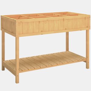 Outsunny Floreira de Madeira Mesa de Cultivo com Prateleira Inferior Floreira Elevada para Cultivo Plantas, Flores e Hortaliças 110x46x76 cm Madeira