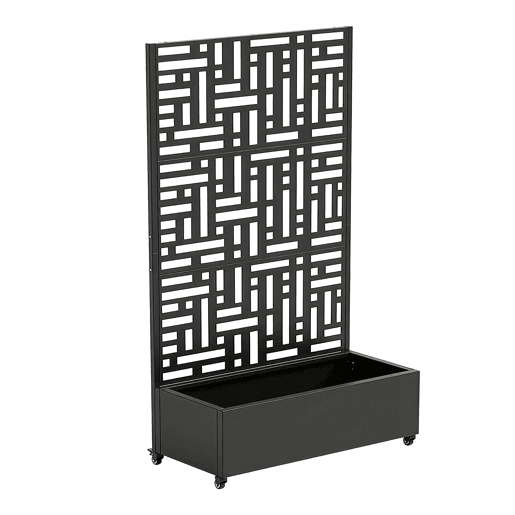 Divisória Bernalda com floreira Aço 186x120x40cm Preto casa.pro