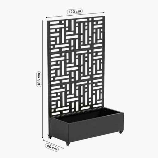 Divisória Bernalda com floreira Aço 186x120x40cm Preto casa.pro