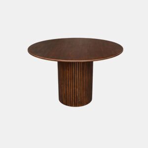 Mesa de jantar redonda em madeira para 4 lugares, Estelle, Madeira de nogueira, 115x115x73 cm