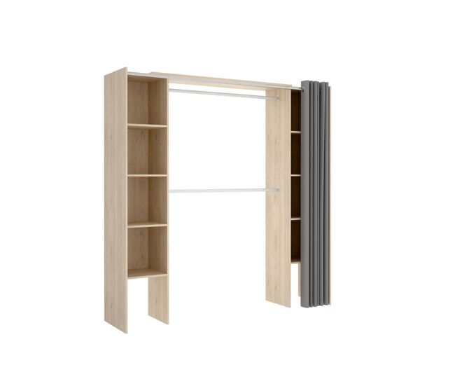 Armario vestidor suit con cortina adaptable natural 205x110-180x50 cm