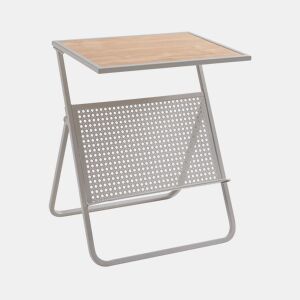 Mesa de apoio com suporte para jornais Jäller 48x40x30 cm Bege Aspeto carvalho en.casa