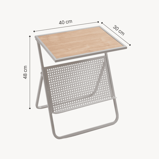 Mesa de apoio com suporte para jornais Jäller 48x40x30 cm Bege Aspeto carvalho en.casa