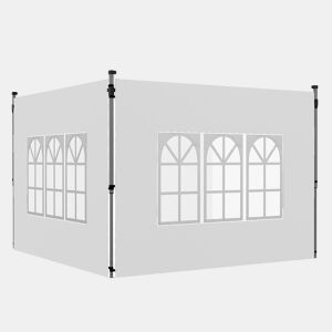 Outsunny 2 Painéis Laterais para Tenda de 3x3  3x4 m 295x195 cm Parede de Substituição de Tecido Oxford para Tendas Dobráveis com Janela para Jardim Exterior Festas Branco