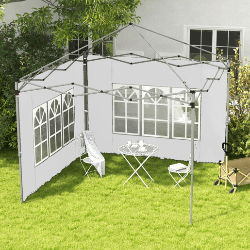Outsunny 2 Painéis Laterais para Tenda de 3x3  3x4 m 295x195 cm Parede de Substituição de Tecido Oxford para Tendas Dobráveis com Janela para Jardim Exterior Festas Branco