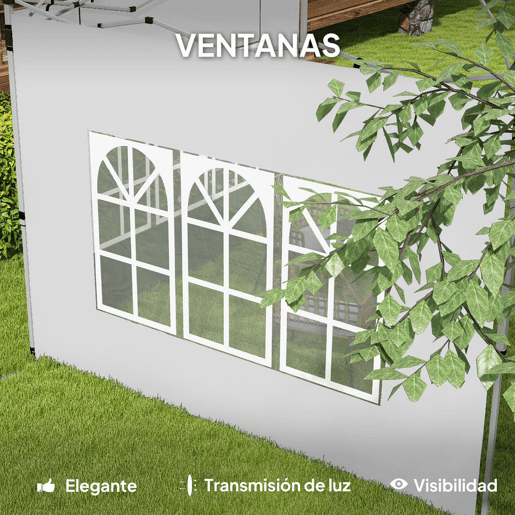 Outsunny 2 Painéis Laterais para Tenda de 3x3  3x4 m 295x195 cm Parede de Substituição de Tecido Oxford para Tendas Dobráveis com Janela para Jardim Exterior Festas Branco