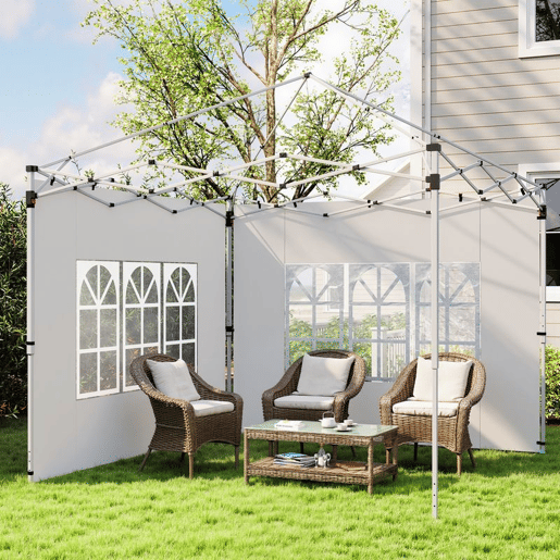 Outsunny 2 Painéis Laterais para Tenda de 3x3  3x4 m 295x195 cm Parede de Substituição de Tecido Oxford para Tendas Dobráveis com Janela para Jardim Exterior Festas Branco