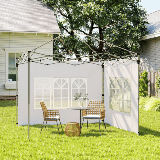 Outsunny 2 Painéis Laterais para Tenda de 3x3  3x4 m 295x195 cm Parede de Substituição de Tecido Oxford para Tendas Dobráveis com Janela para Jardim Exterior Festas Branco