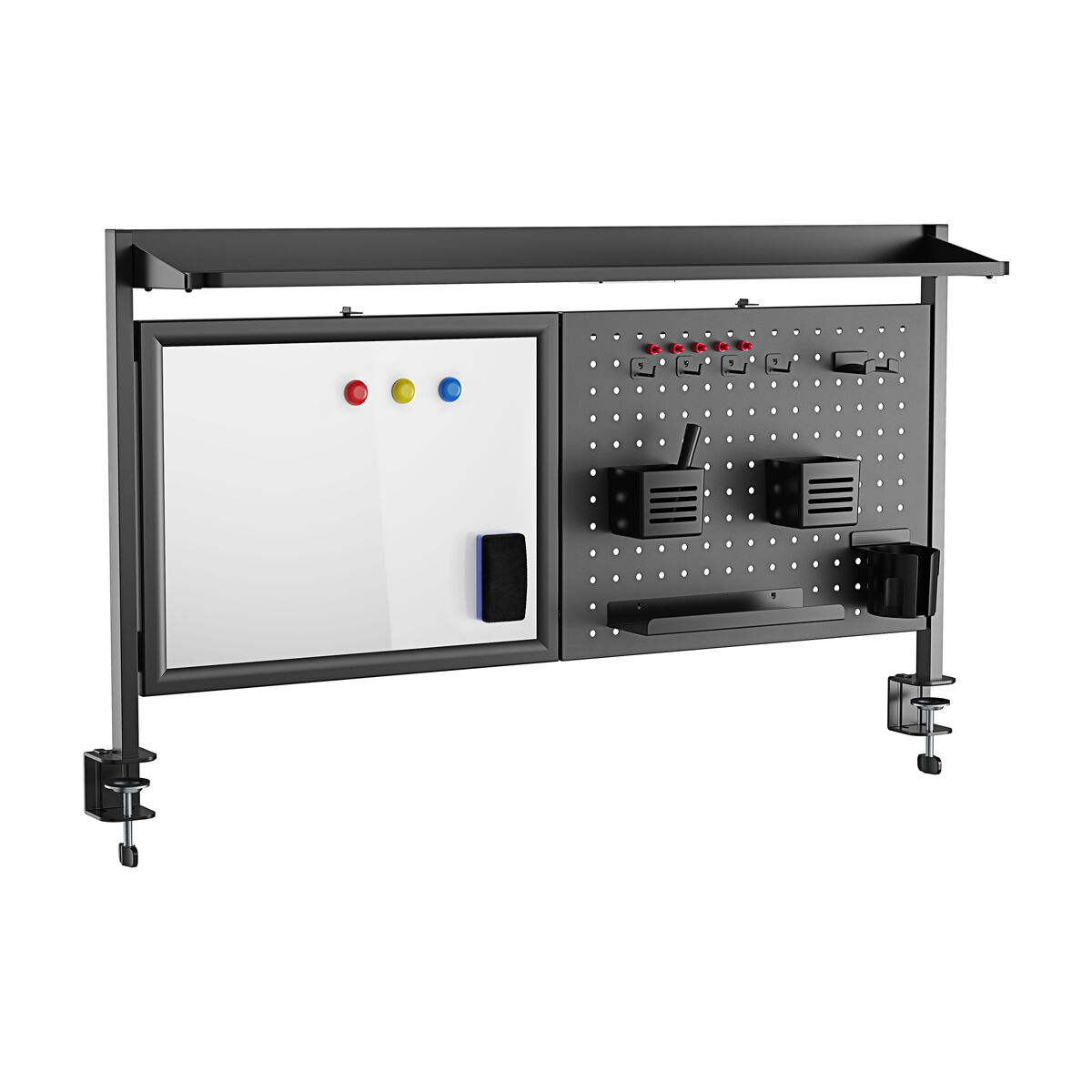 Organizador de escritorio de tablero perforado virvik 117x73 cm acero - negro [en.casa]