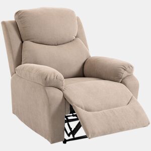 HOMCOM Poltrona Reclinável Manual com Tecido de Aspeto em Linho Poltrona Reclinável Moderna com Almofada Espessa Apoio para os Braços Acolchoados e Apoio para os Pés 85x93x105 cm Bege