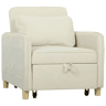 HOMCOM Poltrona Cama de 1 Lugar 3 em 1 Poltrona Cama Dobrável Estofado em Veludo Ecológico com Encosto Ajustável 3 Níveis 6 Bolsos Laterais e Almofada para Quarto Sala 74x85,5x82 cm Bege