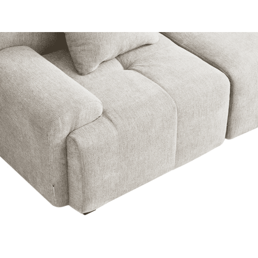 Sofá de canto modular de 4 lugares, tecido chenille na cor branco marfim