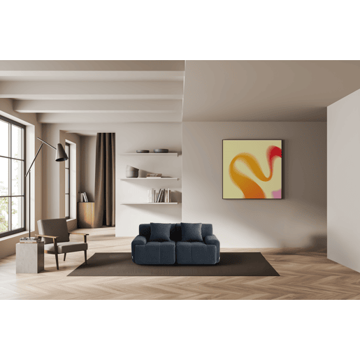 Sofá modular de 2 lugares, tecido chenille na cor azul acinzentado