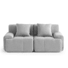 Sofá modular de 2 lugares, tecido chenille na cor cinza mineral