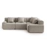 Sofá de canto modular de 4 lugares, tecido chenille na cor bege areia