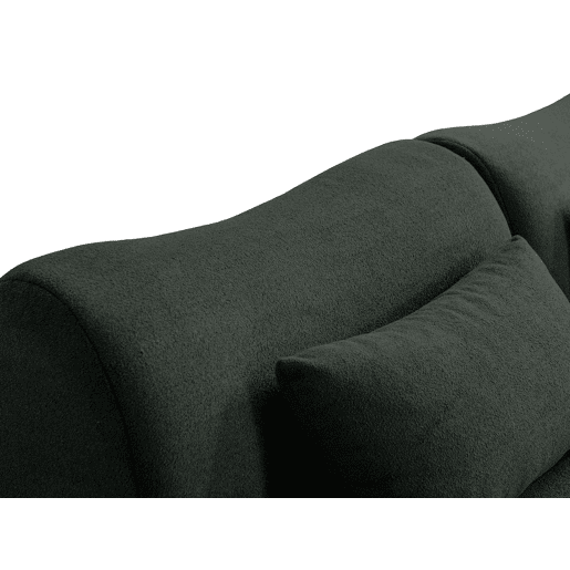 Sofá de canto modular de 5 lugares com chaise longue, tecido bouclé na cor verde floresta