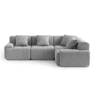 Sofá de canto modular de 4 lugares, tecido chenille na cor cinza mineral