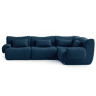 Sofá de canto modular de 4 lugares, tecido bouclé na cor azul profundo